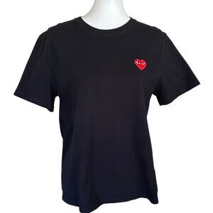 Authentic Comme des Garçons PLAY Red Heart Patch Black T-Shirt Women's XL